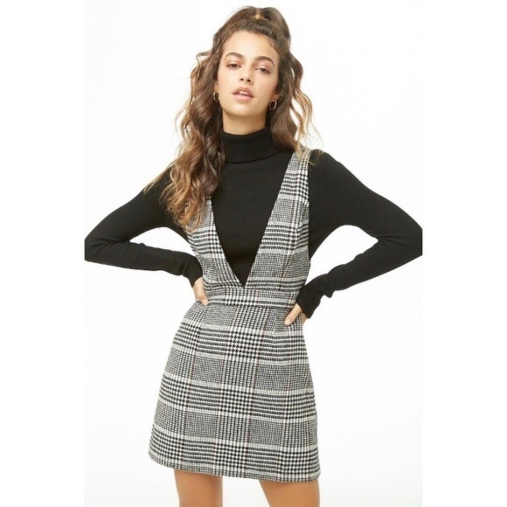 Forever 21 Glen Plaid Pinafore Dress XS